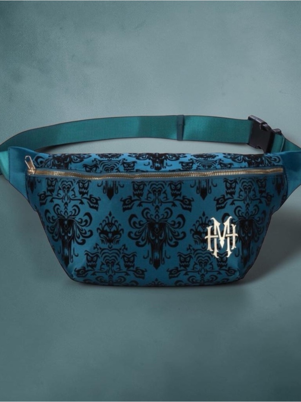 Disney Haunted Mansion Wallpaper Belt Bag Teal Black Sling Bag